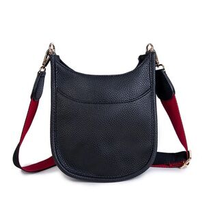 Black Vegan Leather Messenger Handbag